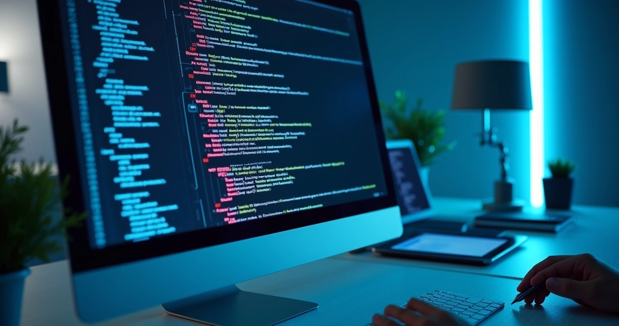 Computador exibindo código XML de nota fiscal eletrônica na tela, com assinatura digital destacada e documentos fiscais ao lado