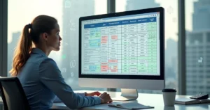 Empresário analisando tabela de CNAE do Simples Nacional no computador