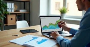 Empreendedor acompanhando limite do MEI em gráfico de faturamento anual