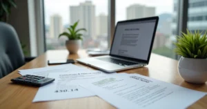 Profissional analisando contrato e finanças ao atuar como pessoa jurídica