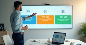 Empresário comparando códigos CNAE de e-commerce em painel digital